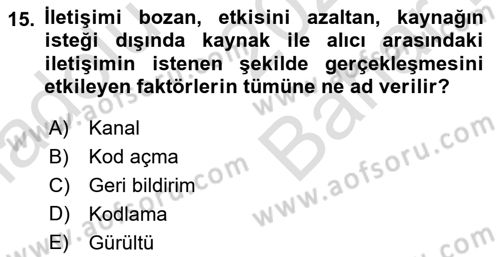 Turizm Ve İletişim Dersi 2023 - 2024 Yılı (Vize) Ara Sınav Soruları 15. Soru