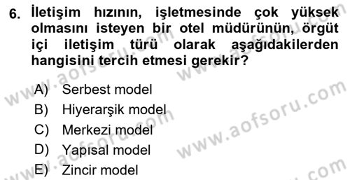 Turizm Ve İletişim Dersi 2023 - 2024 Yılı (Vize) Ara Sınav Soruları 6. Soru