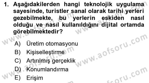 Turizm Ve İletişim Dersi 2023 - 2024 Yılı (Final) Dönem Sonu Sınav Soruları 1. Soru