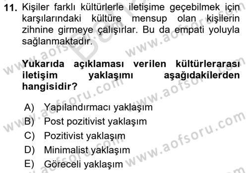 Turizm Ve İletişim Dersi 2023 - 2024 Yılı (Final) Dönem Sonu Sınav Soruları 11. Soru