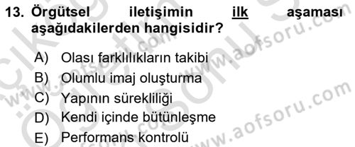 Turizm Ve İletişim Dersi 2023 - 2024 Yılı (Final) Dönem Sonu Sınav Soruları 13. Soru