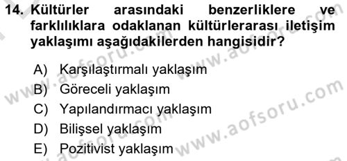 Turizm Ve İletişim Dersi 2023 - 2024 Yılı (Final) Dönem Sonu Sınav Soruları 14. Soru