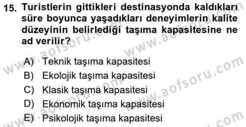 Turizm Ve İletişim Dersi 2023 - 2024 Yılı (Final) Dönem Sonu Sınav Soruları 15. Soru