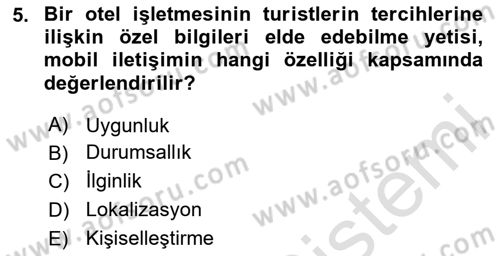 Turizm Ve İletişim Dersi 2023 - 2024 Yılı (Final) Dönem Sonu Sınav Soruları 5. Soru