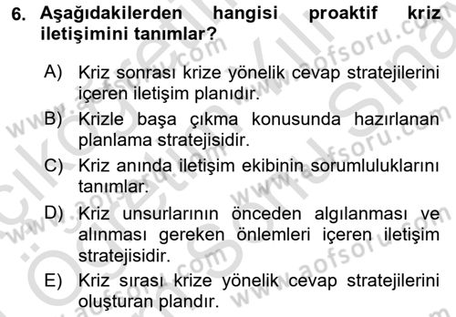 Turizm Ve İletişim Dersi 2023 - 2024 Yılı (Final) Dönem Sonu Sınav Soruları 6. Soru