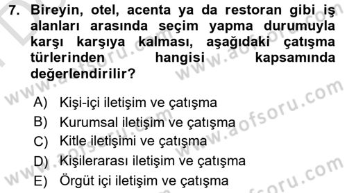 Turizm Ve İletişim Dersi 2023 - 2024 Yılı (Final) Dönem Sonu Sınav Soruları 7. Soru