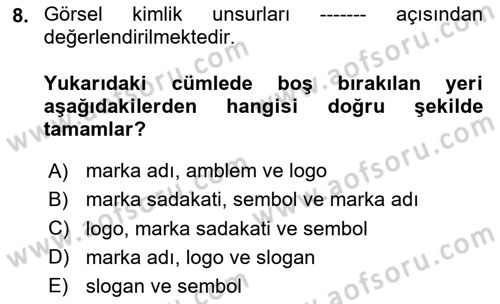 Turizm Ve İletişim Dersi 2023 - 2024 Yılı (Final) Dönem Sonu Sınav Soruları 8. Soru