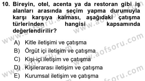Turizm Ve İletişim Dersi 2023 - 2024 Yılı Yaz Okulu Sınav Soruları 10. Soru