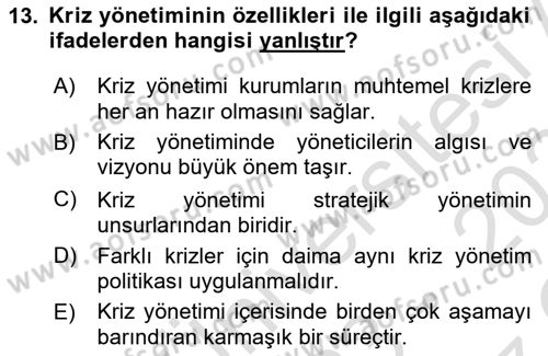 Turizm Ve İletişim Dersi 2023 - 2024 Yılı Yaz Okulu Sınav Soruları 13. Soru