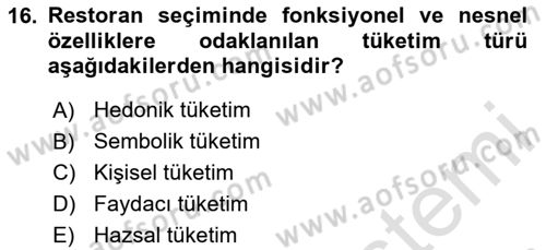 Turizm Ve İletişim Dersi 2023 - 2024 Yılı Yaz Okulu Sınav Soruları 16. Soru