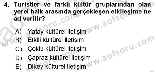 Turizm Ve İletişim Dersi 2023 - 2024 Yılı Yaz Okulu Sınav Soruları 4. Soru
