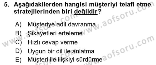 Turizm Ve İletişim Dersi 2023 - 2024 Yılı Yaz Okulu Sınav Soruları 5. Soru