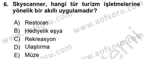 Turizm Ve İletişim Dersi 2023 - 2024 Yılı Yaz Okulu Sınav Soruları 6. Soru