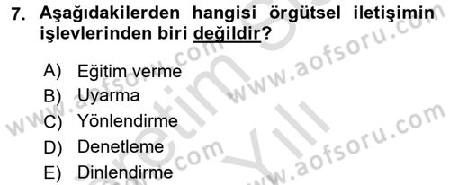 Turizm Ve İletişim Dersi 2023 - 2024 Yılı Yaz Okulu Sınav Soruları 7. Soru