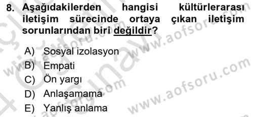 Turizm Ve İletişim Dersi 2023 - 2024 Yılı Yaz Okulu Sınav Soruları 8. Soru