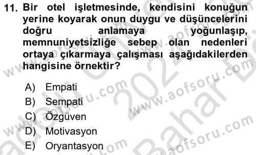 Turizm Ve İletişim Dersi 2024 - 2025 Yılı (Vize) Ara Sınav Soruları 11. Soru