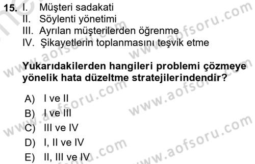Turizm Ve İletişim Dersi 2024 - 2025 Yılı (Vize) Ara Sınav Soruları 15. Soru