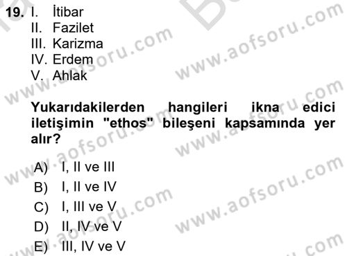 Turizm Ve İletişim Dersi 2024 - 2025 Yılı (Vize) Ara Sınav Soruları 19. Soru
