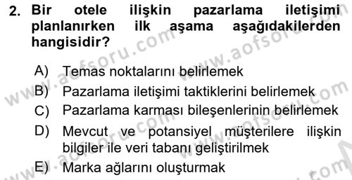 Turizm Ve İletişim Dersi 2024 - 2025 Yılı (Vize) Ara Sınav Soruları 2. Soru