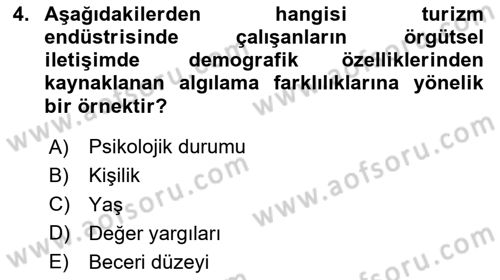 Turizm Ve İletişim Dersi 2024 - 2025 Yılı (Vize) Ara Sınav Soruları 4. Soru
