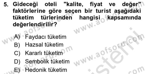 Turizm Ve İletişim Dersi 2024 - 2025 Yılı (Vize) Ara Sınav Soruları 5. Soru