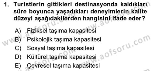 Turizm Ve İletişim Dersi 2024 - 2025 Yılı (Final) Dönem Sonu Sınav Soruları 1. Soru