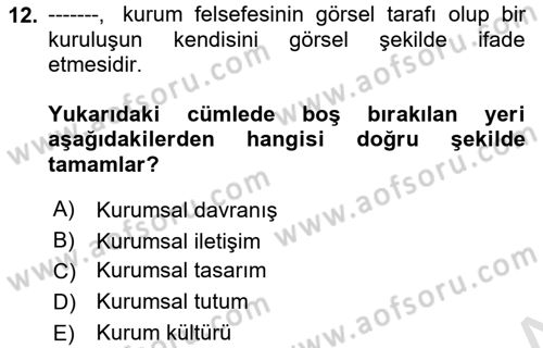 Turizm Ve İletişim Dersi 2024 - 2025 Yılı (Final) Dönem Sonu Sınav Soruları 12. Soru