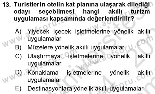 Turizm Ve İletişim Dersi 2024 - 2025 Yılı (Final) Dönem Sonu Sınav Soruları 13. Soru