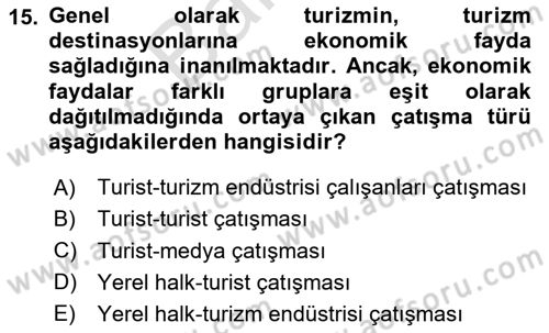 Turizm Ve İletişim Dersi 2024 - 2025 Yılı (Final) Dönem Sonu Sınav Soruları 15. Soru