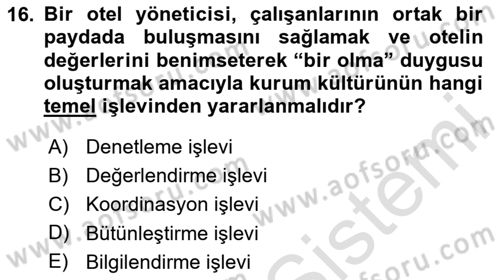 Turizm Ve İletişim Dersi 2024 - 2025 Yılı (Final) Dönem Sonu Sınav Soruları 16. Soru