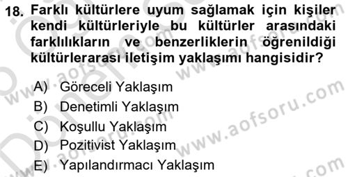 Turizm Ve İletişim Dersi 2024 - 2025 Yılı (Final) Dönem Sonu Sınav Soruları 18. Soru