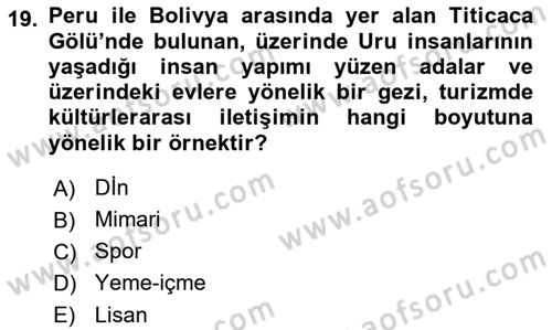 Turizm Ve İletişim Dersi 2024 - 2025 Yılı (Final) Dönem Sonu Sınav Soruları 19. Soru