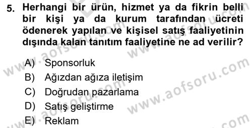 Turizm Ve İletişim Dersi 2024 - 2025 Yılı (Final) Dönem Sonu Sınav Soruları 5. Soru