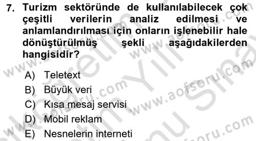 Turizm Ve İletişim Dersi 2024 - 2025 Yılı (Final) Dönem Sonu Sınav Soruları 7. Soru
