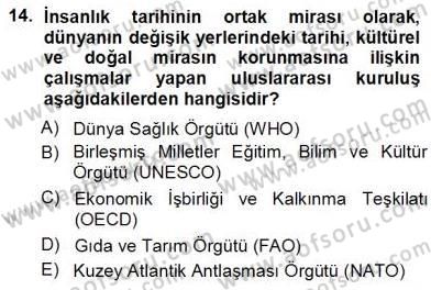 Turizm Coğrafyası Dersi 2012 - 2013 Yılı (Vize) Ara Sınav Soruları 14. Soru