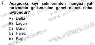 Turizm Coğrafyası Dersi 2012 - 2013 Yılı (Vize) Ara Sınav Soruları 7. Soru