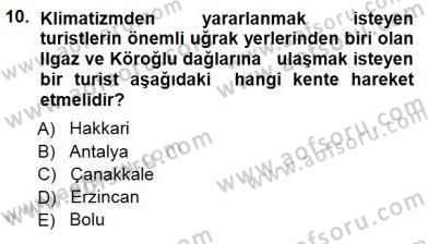 Turizm Coğrafyası Dersi 2012 - 2013 Yılı (Final) Dönem Sonu Sınav Soruları 10. Soru