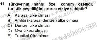 Turizm Coğrafyası Dersi 2012 - 2013 Yılı (Final) Dönem Sonu Sınav Soruları 11. Soru