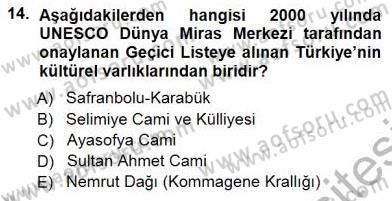Turizm Coğrafyası Dersi 2012 - 2013 Yılı (Final) Dönem Sonu Sınav Soruları 14. Soru