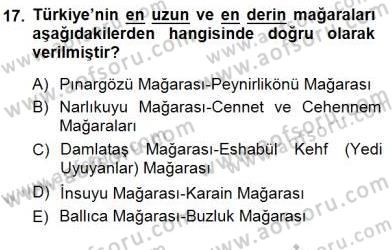 Turizm Coğrafyası Dersi 2012 - 2013 Yılı (Final) Dönem Sonu Sınav Soruları 17. Soru
