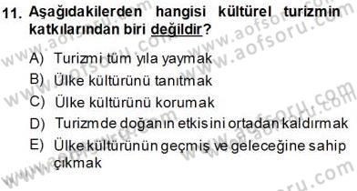 Turizm Coğrafyası Dersi Ara Sınavı Deneme Sınav Soruları 11. Soru