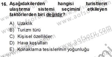 Turizm Coğrafyası Dersi Ara Sınavı Deneme Sınav Soruları 16. Soru