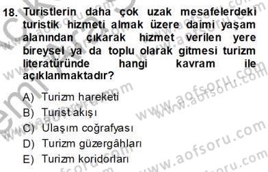 Turizm Coğrafyası Dersi Ara Sınavı Deneme Sınav Soruları 18. Soru