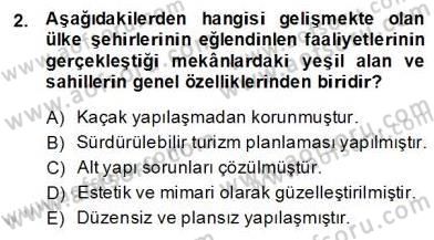 Turizm Coğrafyası Dersi Ara Sınavı Deneme Sınav Soruları 2. Soru