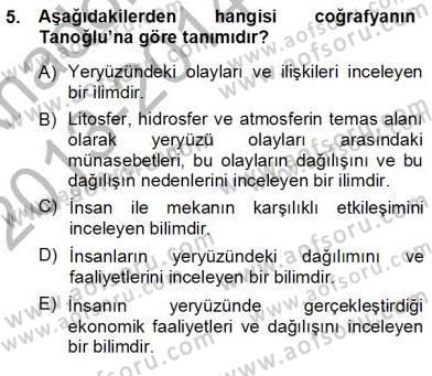 Turizm Coğrafyası Dersi Ara Sınavı Deneme Sınav Soruları 5. Soru