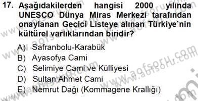 Turizm Coğrafyası Dersi 2013 - 2014 Yılı Tek Ders Sınav Soruları 17. Soru