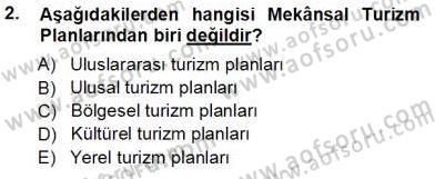 Turizm Coğrafyası Dersi 2013 - 2014 Yılı Tek Ders Sınav Soruları 2. Soru