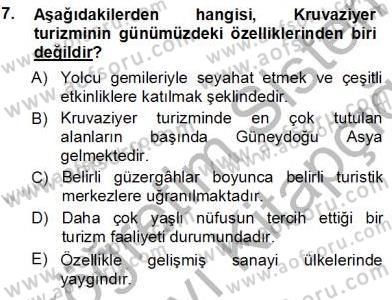 Turizm Coğrafyası Dersi 2013 - 2014 Yılı Tek Ders Sınav Soruları 7. Soru