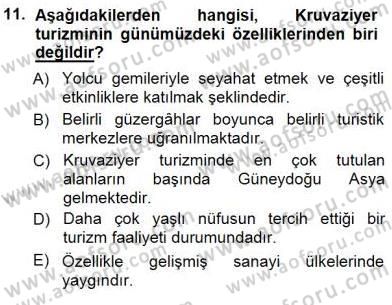 Turizm Coğrafyası Dersi Ara Sınavı Deneme Sınav Soruları 11. Soru