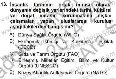 Turizm Coğrafyası Dersi 2014 - 2015 Yılı (Vize) Ara Sınav Soruları 13. Soru